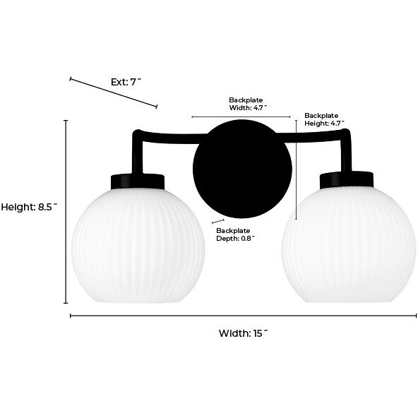 Oprah 2 Light 15 inch Polished Nickel Bathroom Vanity Light Wall Light